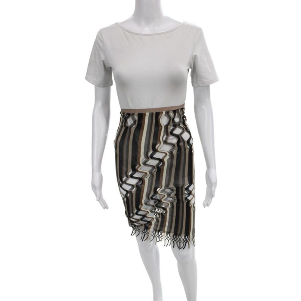 Poster Girl Womens Straight Pencil Striped Beige Skirt Size S